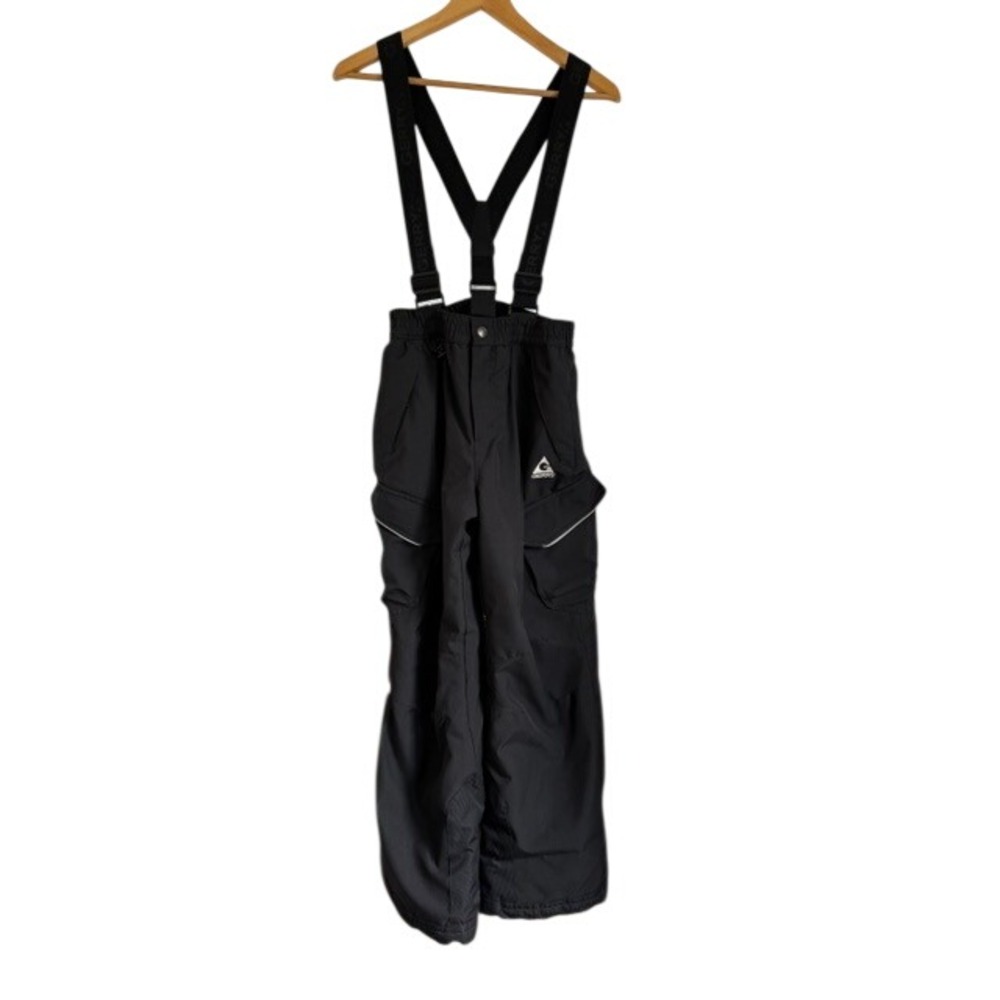 Gerry Kids Black Insulated Snow Pants Bib Suspenders Cargo Pockets Size L 14/16